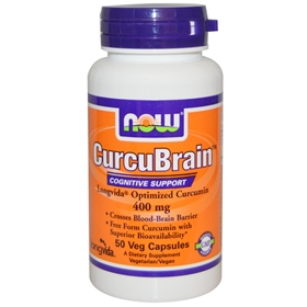 NOW CurcuBrain, 400 mg, 50 V Capsules