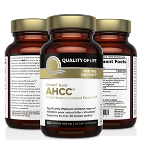 Quality of Life Labs Kinoko Gold AHCC, 500 mg, (Pack of 6) 60 Vcaps