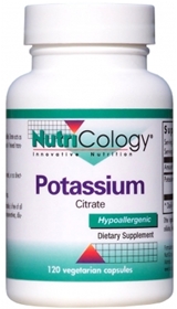 Nutricology  Potassium Citrate  120 Vegetarian Caps
