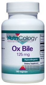 Nutricology  Ox Bile 125 mg  180 Caps