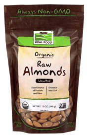 Now - Almonds, Organic &amp; Raw Unsalted 12 Ounces