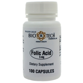 Bio-Tech Pharmacal - Folic Acid 5mg- 100 Capsules