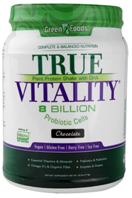 Green Foods True Vitality Plant Protein Shake with DHA Chocolate -- 25.2 oz 