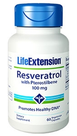Life Extension Resveratrol with Pterostilbene, 100mg, 60 Vcaps