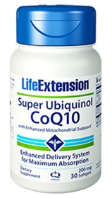 Life Extension Super Ubiquinol CoQ10, 200mg, 30 gels, with Enhanced Mitochondrial Support