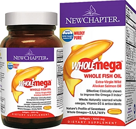 New Chapter Wholemega Whole Fish Oil, 1000 mg, Softgels - 60 softgels