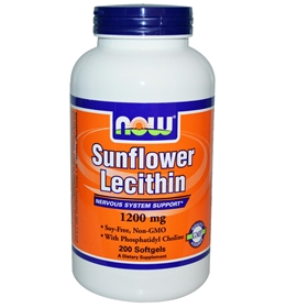 NOW Sunflower Lecithin, 1200mg, 200 gels