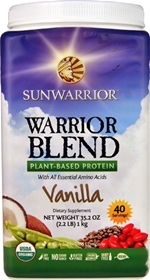 Sunwarrior Warrior Blend Organic Plant-Based Protein Vanilla -- 2.2 lbs