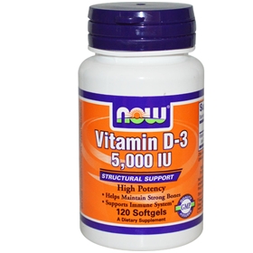 Now Vitamin D-3, 5000 IU, 120 Softgels