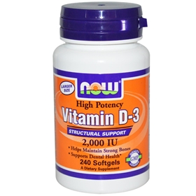 NOW Vitamin D-3, 2000 IU, 240 Softgels