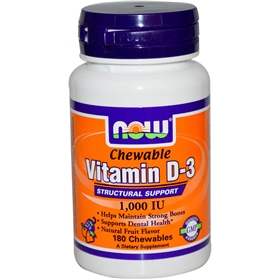 NOW Vitamin D-3, 1000 IU, 180 Chewables