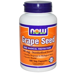 NOW Grape Seed, 60mg, 180 Vcaps