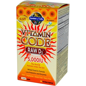 Garden of Life Vitamin Code Raw D-3, 5000 IU, 60 gels