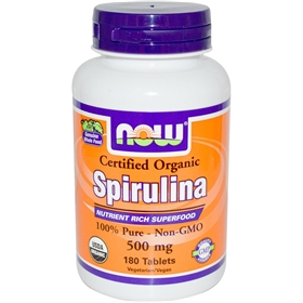 NOW Spirulina, 500mg, 180 Tabs, Organic