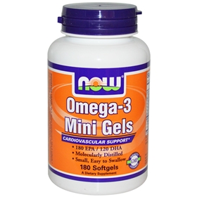 NOW Omega-3 Mini Gels, 180 Softgels