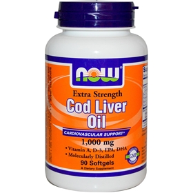 NOW Cod Liver Oil, 1000mg, 90 gels, Extra Strength