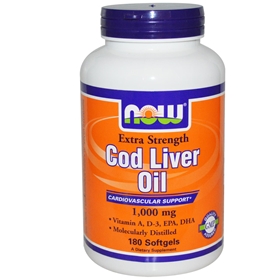 NOW Cod Liver Oil, 1000mg, 180 gels, Extra Strength