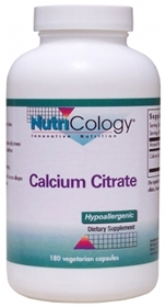 Nutricology  Calcium Citrate  180 Vegetarian Caps