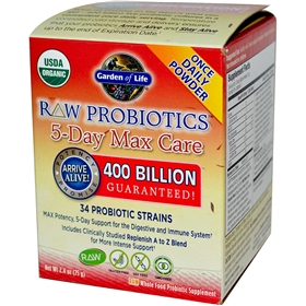 Garden of Life Raw Probiotics 5 Day Max Care, 75 gram Powder