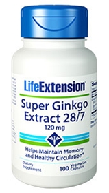 Life Extension Super Ginkgo Extract 28/7, 120mg, 100 caps