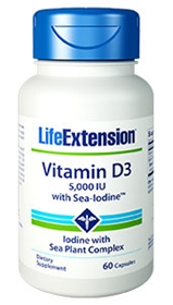Life Extension Vitamin D3 with Sea-Iodine, 5000 IU, 60 Vcaps