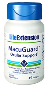 Life Extension MacuGuard with Lutein, Meso-Zeaxanthin and C3G, 60 gels