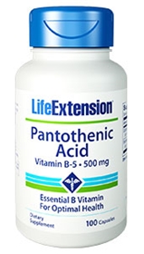 Life Extension Pantothenic Acid (Vitamin B5), 500mg, 100 caps