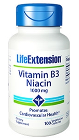 Life Extension Niacin (B-3) caps, 1000mg, 100 caps