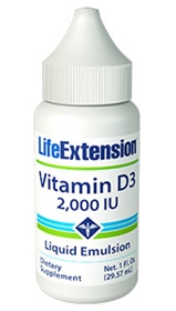 Life Extension Vitamin D3 (Liquid Emulsion), 2,000 IU, 1 fl. oz. (29.57 ml)