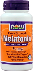 NOW Melatonin 10 mg, Extra Strength, 100 VCaps