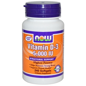 NOW Vitamin D-3, 5000 IU, 240 Softgels