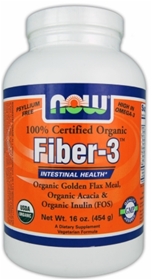 NOW Fiber-3, 16 oz, Certified Organic