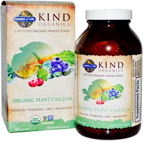 Garden of Life Kind Organics Plant Calcium, 180 Tabs