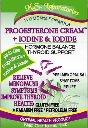 MS Labs Progesterone Cream + Iodine &amp; Iodide, 3oz Pump