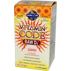 Garden of Life Vitamin Code Raw D-3, 2000 IU, 60 gels