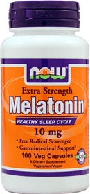 NOW Melatonin 10 mg, Extra Strength, 100 VCaps