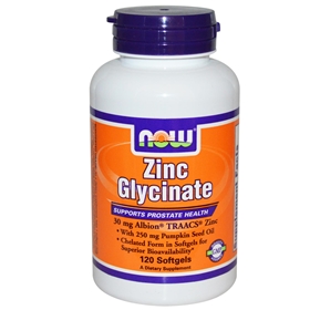 NOW Zinc Glycinate, 120 Softgels