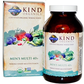 Garden of Life Kind Organics Men&#39;s Multi 40+, 120 Tabs