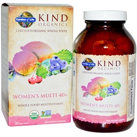 Garden of Life Kind Organics Women&#39;s Multi 40 +, 120 Tabs