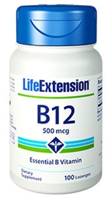 Life Extension B12, 500mcg, 100 lozenges