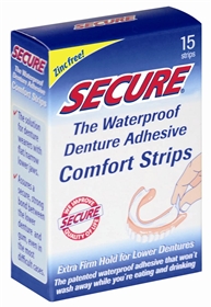 Secure  Denture Adhesive Cushion Strips Zinc Free  15 Strips